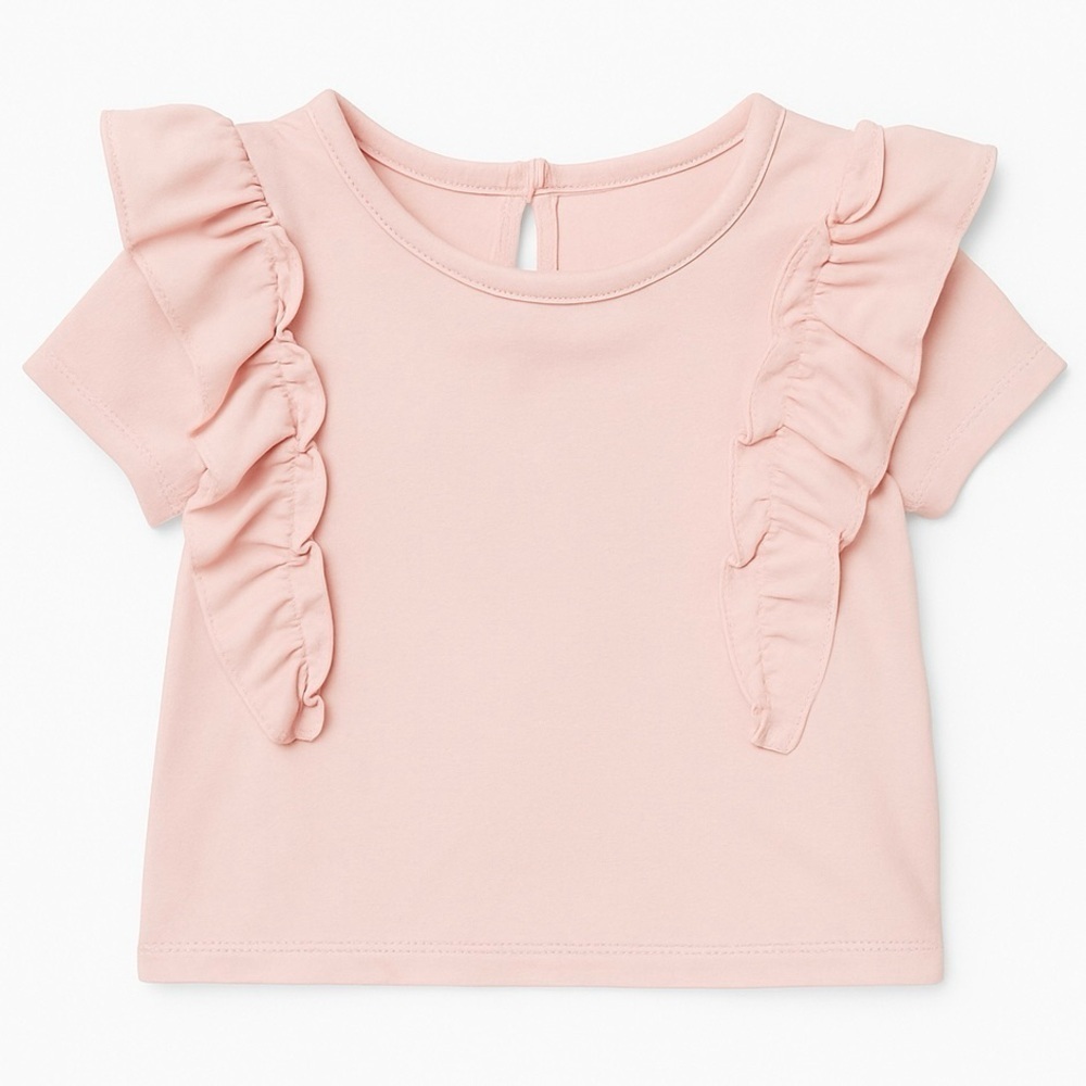 Btween Baby Light Pink Ruffle Sleeve Top